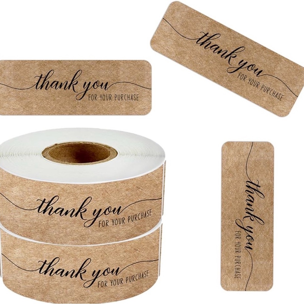 240 Thank You Stickers Roll Set | Small Business Packaging Labels | 3x1 Kraft